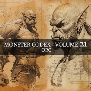 25 páginas Monster Codex Volumen 21, Monster Bestiary Vol 21, 25 JPG Orc Bestiary Fantasy Codex, Savage Orc Codex