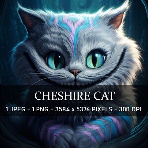 Cheshire Cat Digital Art / Wall Art / Téléchargement numérique / Cheshire Cat Print / Téléchargement instantané / 300 Dpi / JPG, PNG