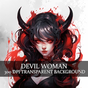 Mooie Demon Woman Lilith Clipart, Dark Fantasy Clipart Devil Girl PNG Digitale download