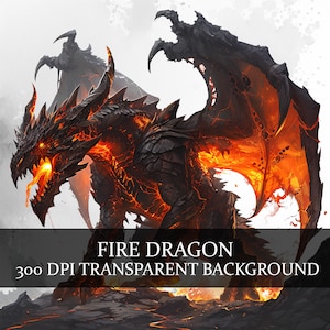 25 Dragons PNG Bundle | Dragon de feu clipart | Utilisation commerciale du dragon de lave | Dragon Junk Journal Art | Art imprimable de dragon