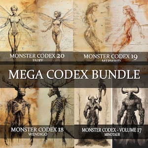 Completo Monster Codex Volume da 1 a 20, Pacchetto Mega Codex completo, Sukeroton Monster Bestiary Fantasy Codex 1a edizione LARP Prop Scrapbook