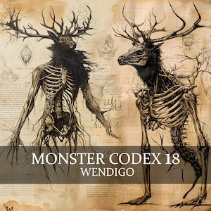 22 Seite Monster Codex Volume 18, Monster Bestiary Vol 18, 9 JPG Wendigo Bestiary Fantasy Codex, Deer God Dark Grimoire Guide