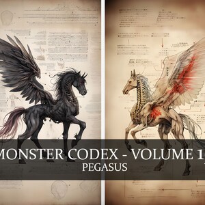 11 pages Monster Codex Volume Quinze, Monster Bestiaire Vol 15, 11 JPG Licorne Bestiaire Fantasy Codex