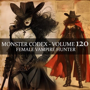 17 Seite Monster Codex Band 120, Monster Bestiary Vol 120, 17 JPG Weiblicher Vampirjäger Bestiarium Fantasy Codex, Vampire Slayer Grimoire