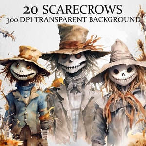 20 Scarecrow clipart, Halloween clipart, Halloween png, Scary clipart Spooky Illustration, Autumn clipart, Fall