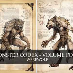 Codice dei mostri di 9 pagine, volume quattro, Bestiario dei mostri, volume 2, 9 JPG, Bestiario dei lupi mannari, Codice fantasy
