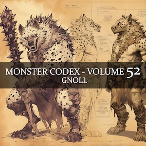 14 Seite Monster Codex Band 52, Monster Bestiary Vol 52, 14 JPG Gnoll Bestiary Fantasy Codex, Gnoll Grimoire Junk Journal LARP prop