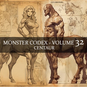 27 pagine Monster Codex Volume 32, Monster Bestiary Vol 32, 27 JPG Centaur Bestiary Fantasy Codex, Centaur folk Clipart, Horse People Codex