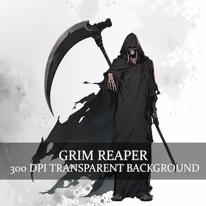 16 Grim Reaper Clipart Bundle PNG, Reaper PNG, Skeleton Death clipart Bundle, Soul Collector art