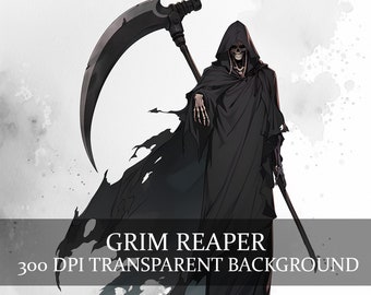 16 Grim Reaper Clipart PNG Bundle, Reaper PNG, Skeleton Death clipart Bundle, Soul Collector art