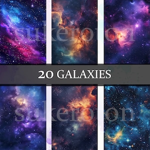 20 Galaxy Stars digitaal papier, naadloze ruimteachtergrond, kosmisch papier, nachtelijke hemelsterren, planetenpapier, plannerpapier, Stardust digitaal