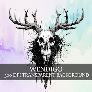 22 Wendigo Clipart PNG Bundle, Arte de criaturas crípticas, Colección de bestias míticas