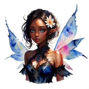 20 Watercolor Ebony Fairy Clipart png |Fairies PNG | Fairies Clipart Transparent background