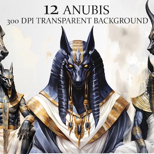 Aquarell Anubis Clipart, Alte ägyptische Mythologie Hund Gott Art Clipart Bundle, Anubis Gott PNG