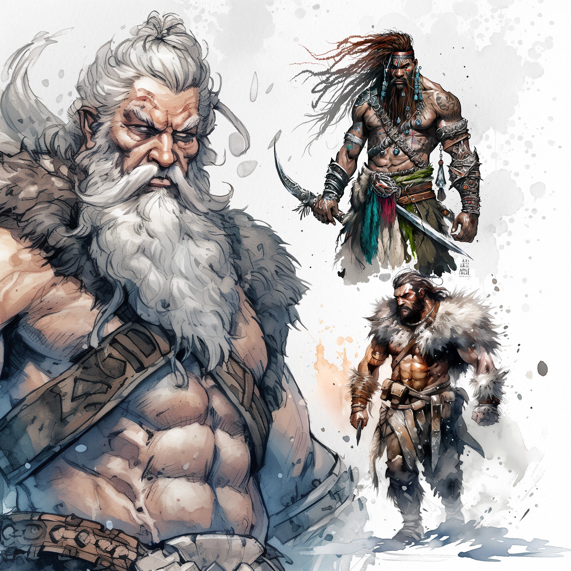 24 Fantasy Barbarian Clipart Bundle, Dnd Barbarian RPG Game Character ...