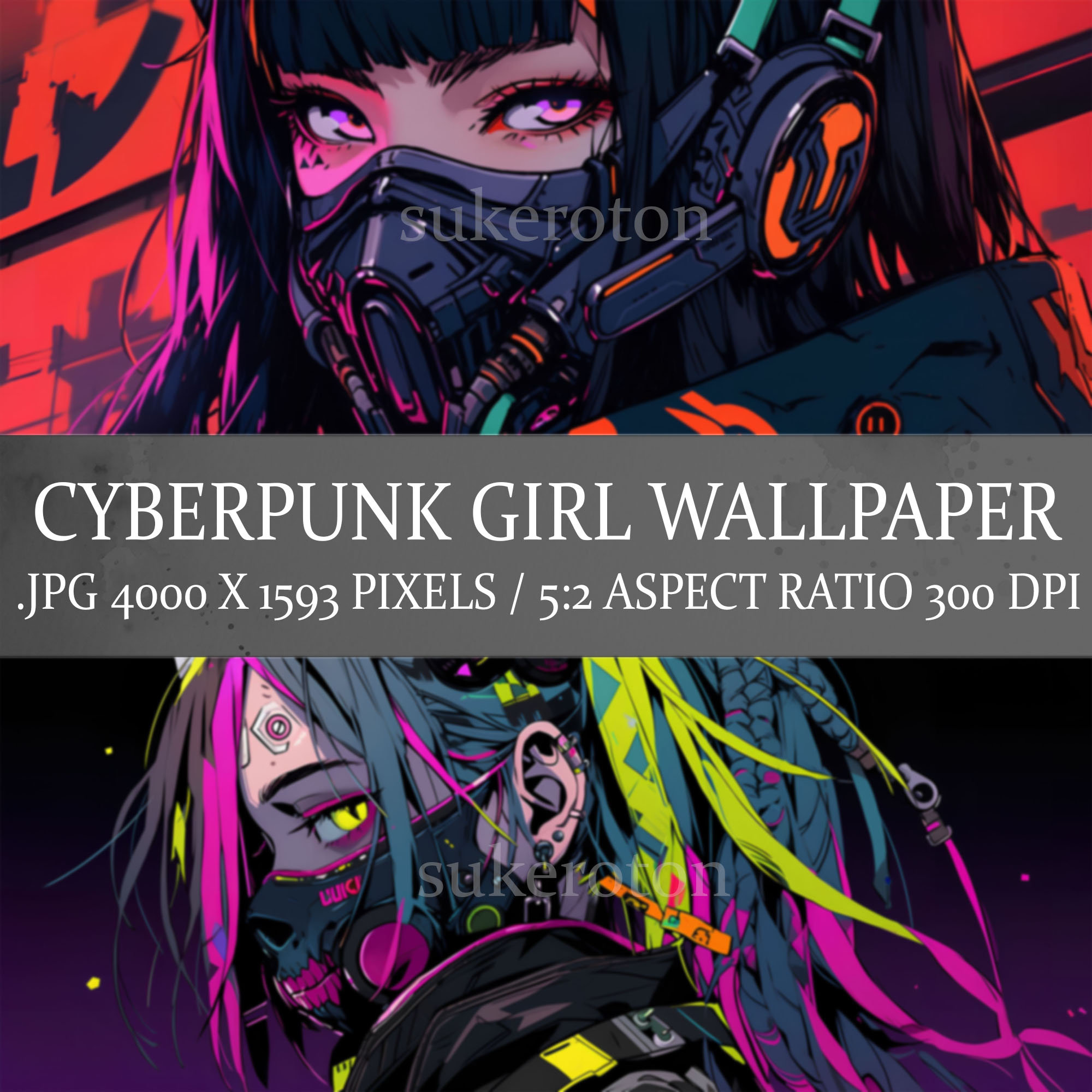 Here is the updated wallpaper of an anime girl in a cyberpunk