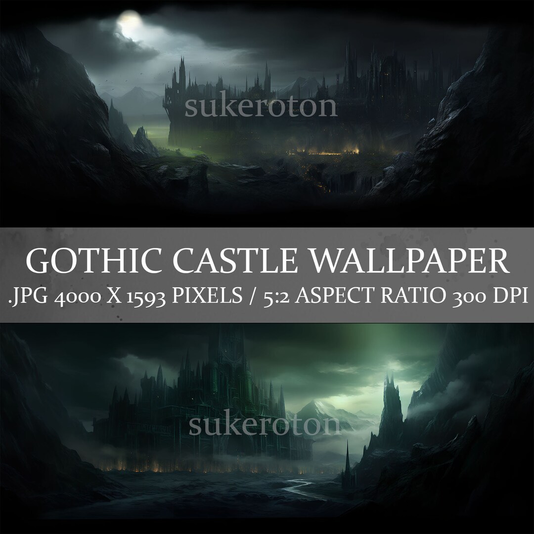 Gothic Castle Landscape Wallpaper: Necromancer's Lair (digital Download