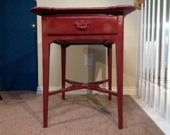 TIY Vintage Table, Wood, Red Wine With Gold Table Top