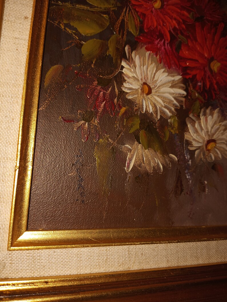 Vintage Oil on Canvas Painting Floral Still Life Signed - Etsy