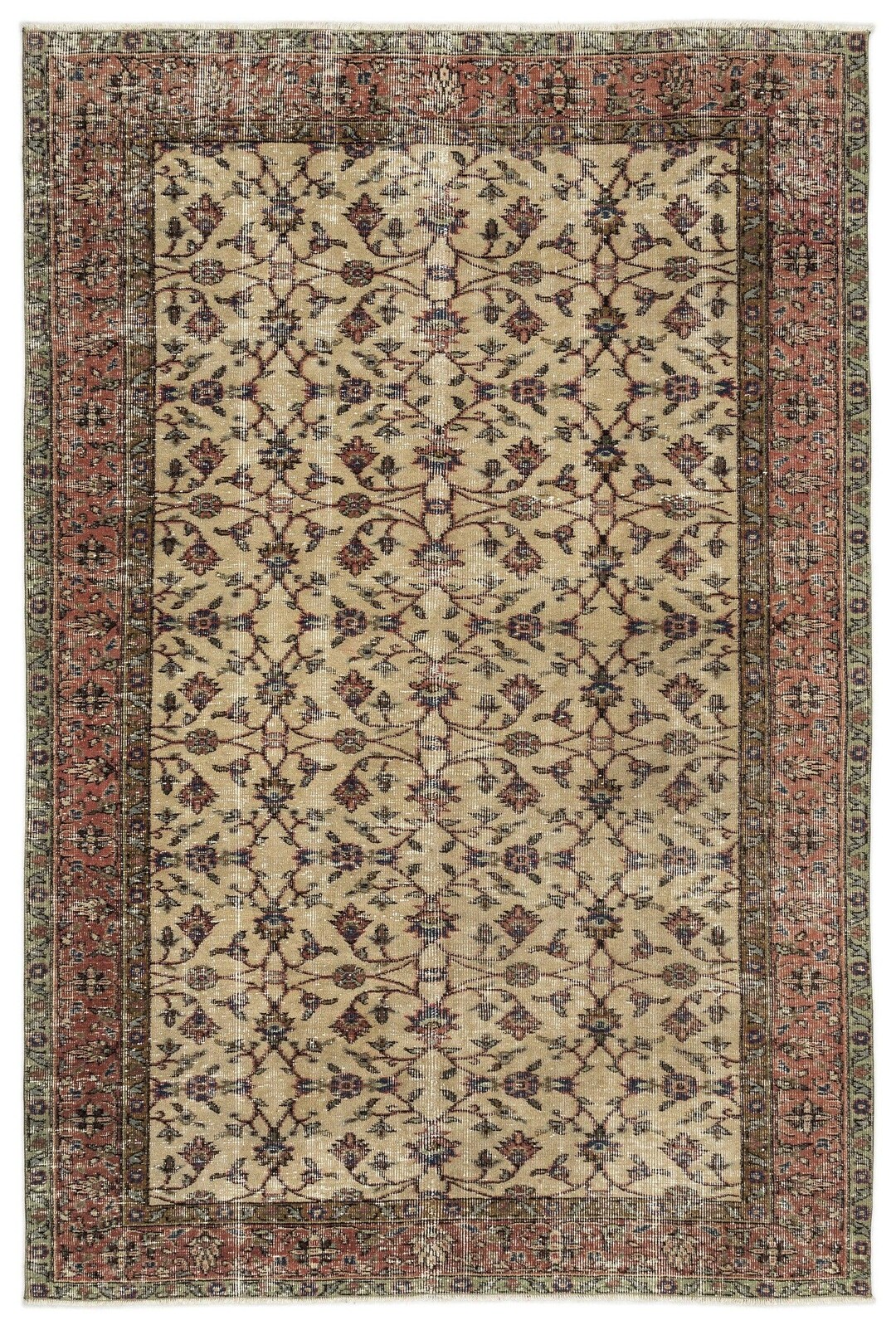 Handwoven Wool Rug: Beige Vintage Style (4x9 Soft Natural Fiber) - Etsy