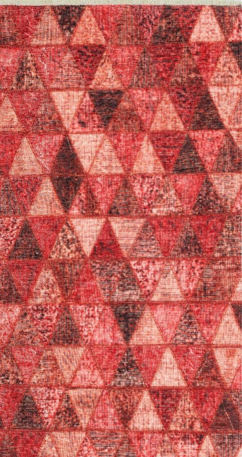 Red Colour Patchwork Area Rug Modern Design Area Rug Motto Etsy