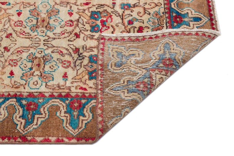 Beige Classic Wool Rug Handmade Area Carpet, Soft Durable Texture (4'4 ...