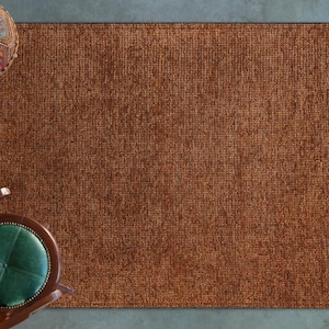 Zenith Washable Plain Pattern Terracotta Rug