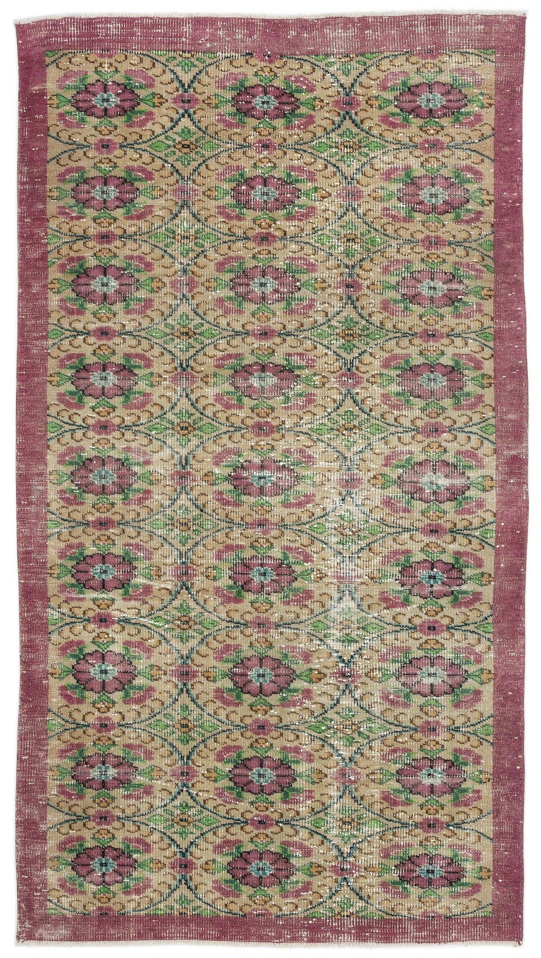 Rustic Wool Rug Atina Vintage Wool Rug: Handmade Rustic Beige, Medium 4'8
