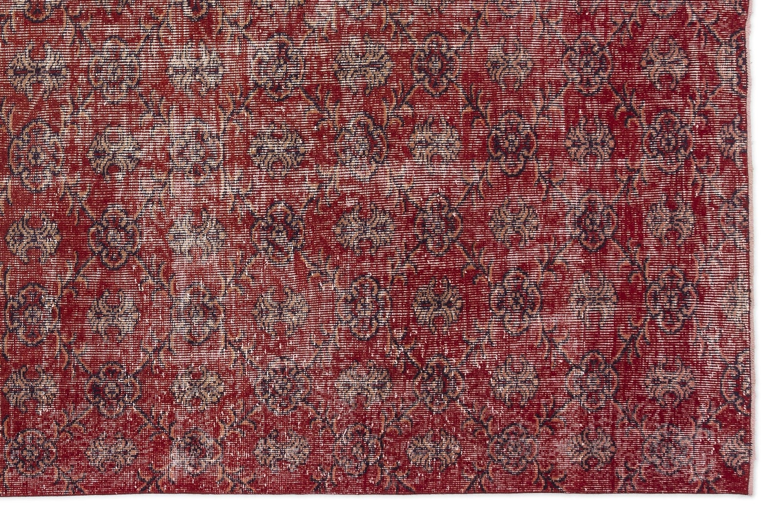 Red Over Dyed Vintage Rug 6'11'' x Etsy