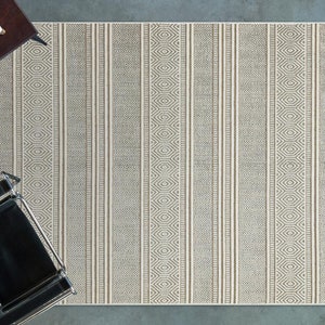 Gloria Jute Scandinavian Patterned Cream Thin Rug