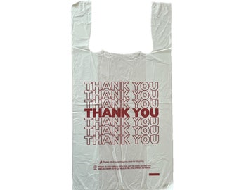 T-Shirt Bag Thank you Plastic Retail check out bag-HDPE  (1/6)  11.5x 6.5 x21- White