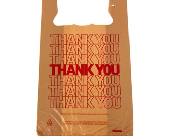 T-shirt Thank you Plastic LARGE retail Carry out bag- take away bag- Check out bag 15 x 7 x 26