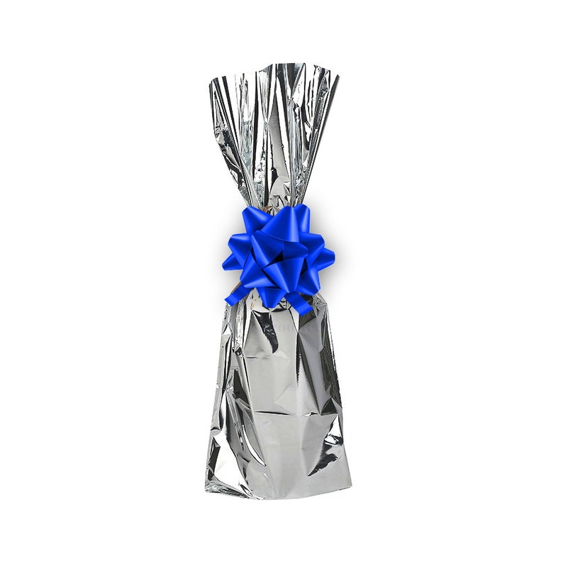 silver mylar wine gift bag