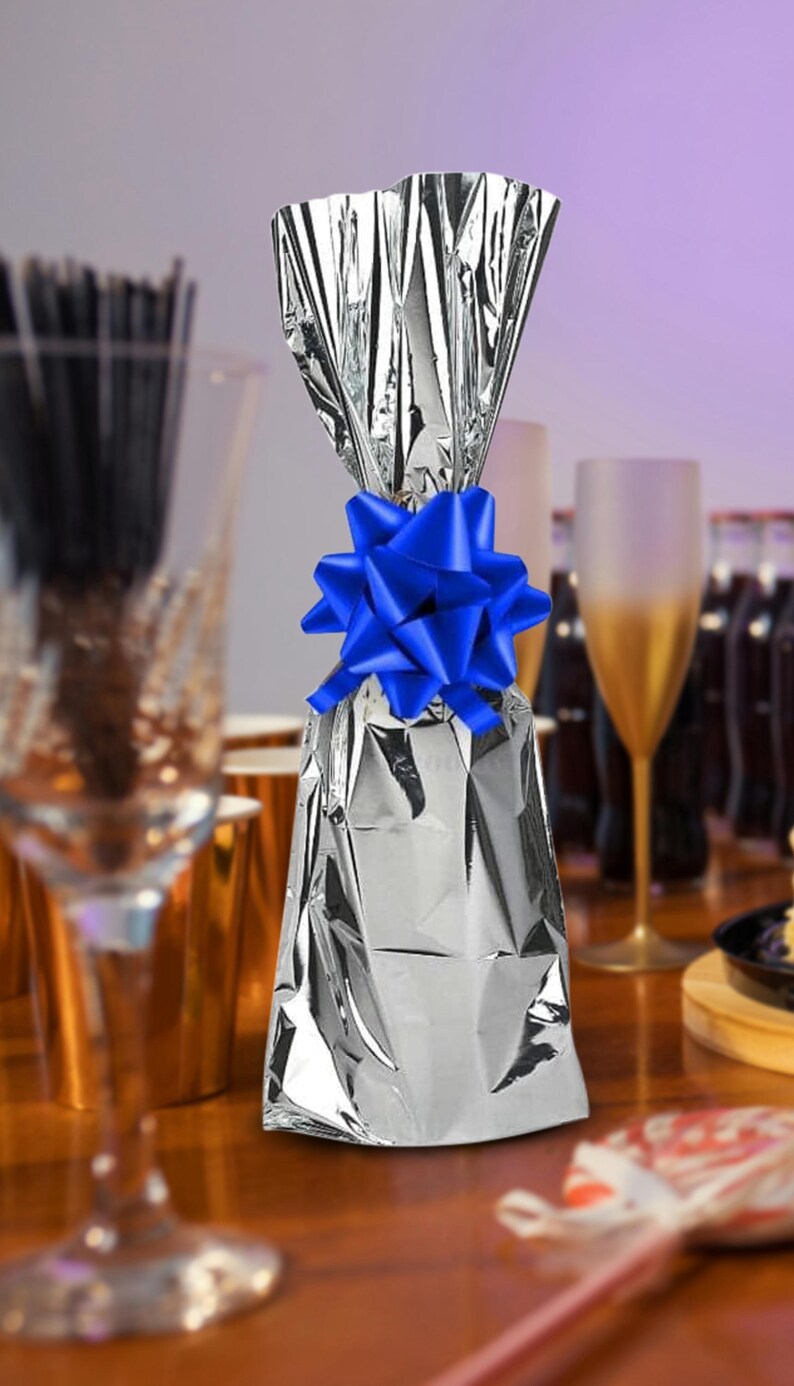 Silver Mylar Wine Gift Bags (Magnum) 10"x18.5" - Pack of 100Pcs bild 2