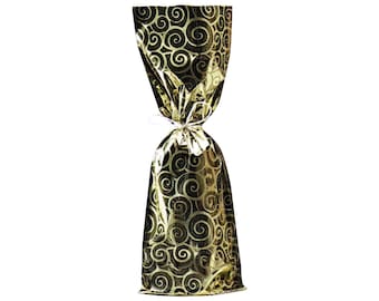 Pack of 100 Pcs - Mylar wine Gift Bags, Swirl design in 3 colors