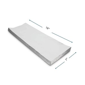 May include: A stack of white paper sheets measuring 18 inches by 7 inches.