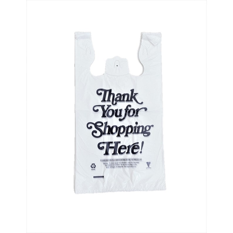Thank You T-Shirt Bags - 10.5" X 6" X 20" Plastic Grocery/Retail Carry Out Bags