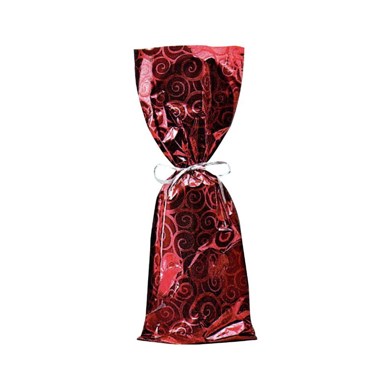 Mylar wine gift bag- Swirl design- Red color