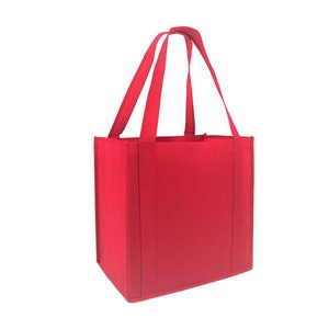 Reusable Grocery /Market tote bag -13"Wx15"Hx10"D -Heavy Duty Non-Woven, Promotional- Eco Friendly and Custom printable