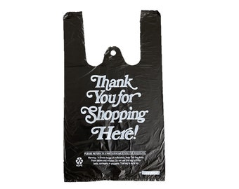 T-Shirt Bag Thank you  Plastic Retail Store check out bag-Shopping bag HDPE  (1/10)  8x 5 x15- Black