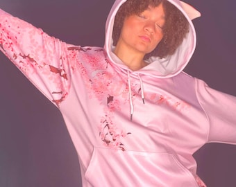 Sakura Cat Ear Hoodie - Girly Aesthetic Kawaii