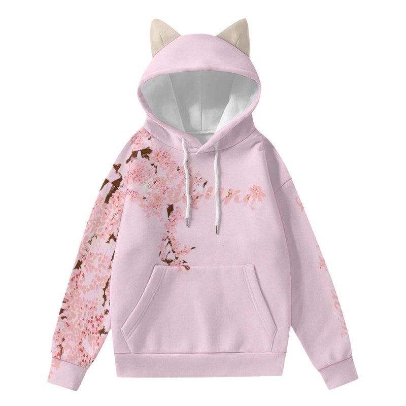 Black And White Kawaii Hoodie With Cat Ears