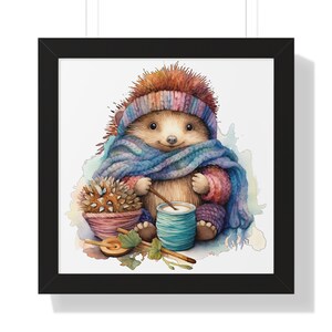 Aquarell Igel mit Mütze und Schal - Kinderzimmer Poster