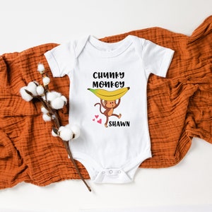 Cute Monkey Baby Onesie® Chunky Monkey Personalized Name Onesie® New Baby Gift Cute Baby Onesie® Animal Themed Onesie® Baby Shower Gift