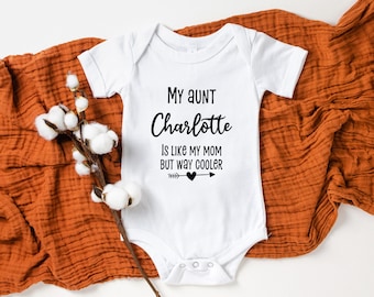 Cute Baby Onesie® My Aunt Is Like Mom But Way Cooler Personalized Name Onesie® Auntie Baby Gift Auntie Baby Onesie® Baby Shower Gift