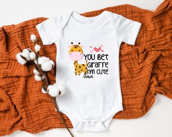 Animal Themed Onesie® You Bet Giraffe I'm Cute Personalized Name Onesie® Giraffe Onesie® Baby Shower Gift New Baby Gift Cute Baby Onesie®