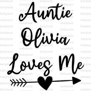 Cute Baby Designs Auntie Loves Personalized Name Design Baby Shower Gift Auntie Baby Gift Designs PNG Custom Design Digital Downloads