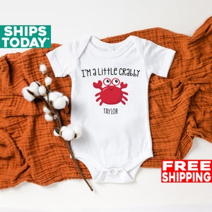 Funny Crabby Baby Onesie® Customized Crabby Onesie® Custom Crabby Onesie® Personalized Crabby Onesie® Cute Crabby Onesie®