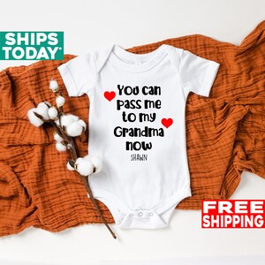 Personalized &#39;Pass Baby To Grandparents&#39; Organic Cotton Onesie