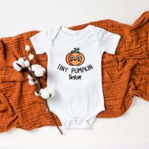 Adorable Little Pumpkin Baby Onesie® Personalized Pumpkin Onesie® Pumpkin Baby Onesie® Cute Pumpkin Onesie® Custom Pumpkin Onesie® image 1